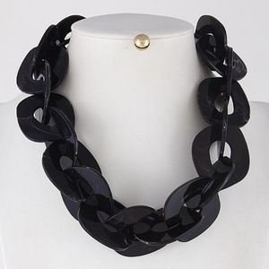 Black Chunk Resin Statement Necklace